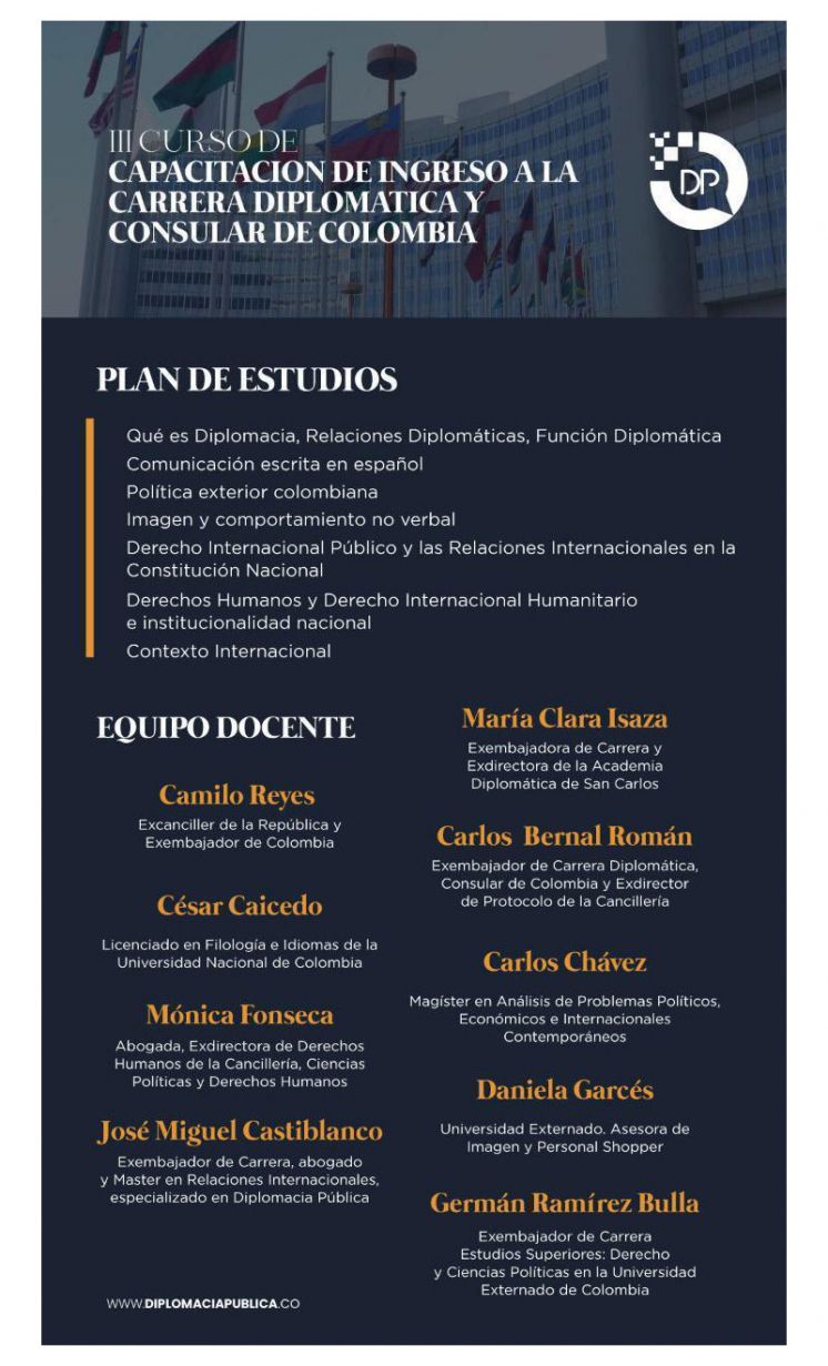 III CURSO DE CAPACITACIÓN DE INGRESO A LA CARRERA DIPLOMÁTICA Y CONSULAR DE COLOMBIA - Diplomacia Pública y Corporativa