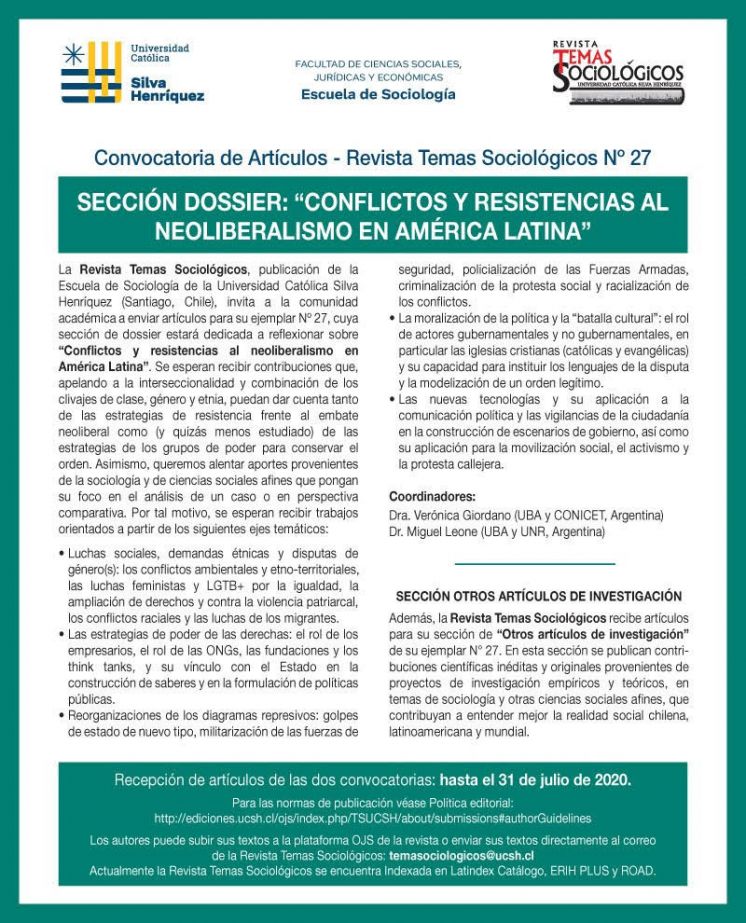 Revista Temas Sociológicos (UCSH, Chile)