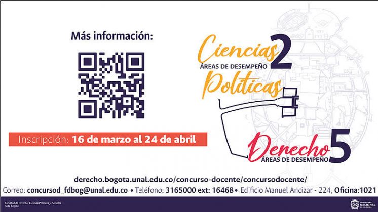 Convocatoria Concurso Docente 2020 - Facultad de Derecho, Ciencias Políticas y Sociales, Sede Bogotá